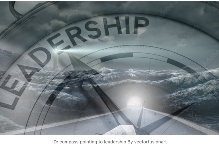 ID: compass pointing to leadership By vectorfusionart