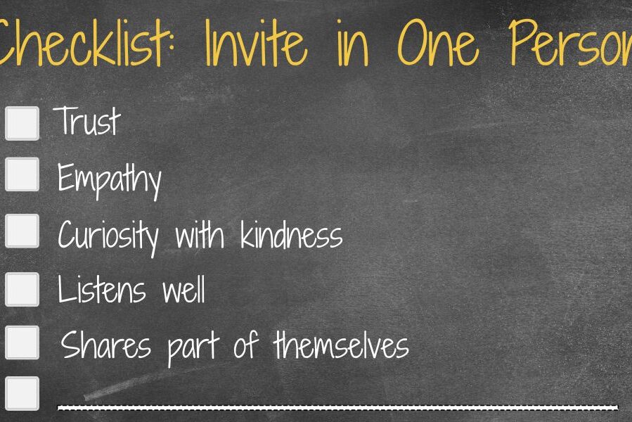 ID: Checklist: Invite in One Person (Trust, Empathy, Curiosity with kindness, Listens well, Shares part of themselves)